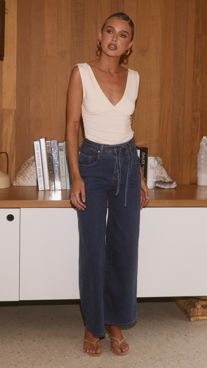 Nyra Wide Leg Jeans - Dark Denim