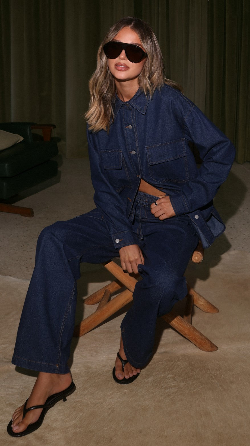 Zenia Long Sleeve Denim Shirt - Dark Blue