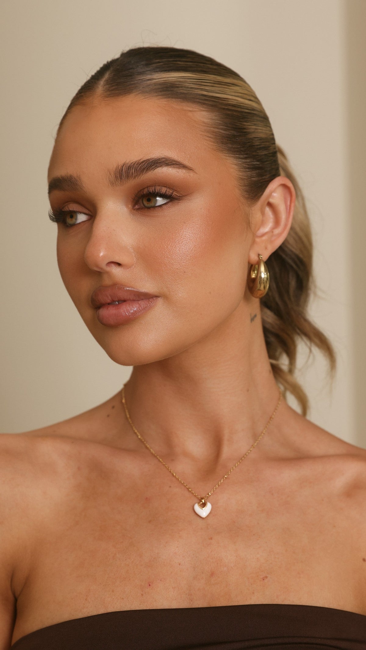 Jules Heart 18K Gold Plated Necklace - White