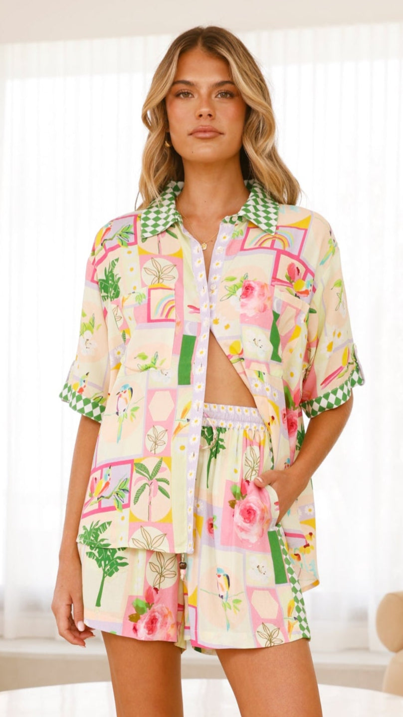 Nylah Shorts - Rose Print