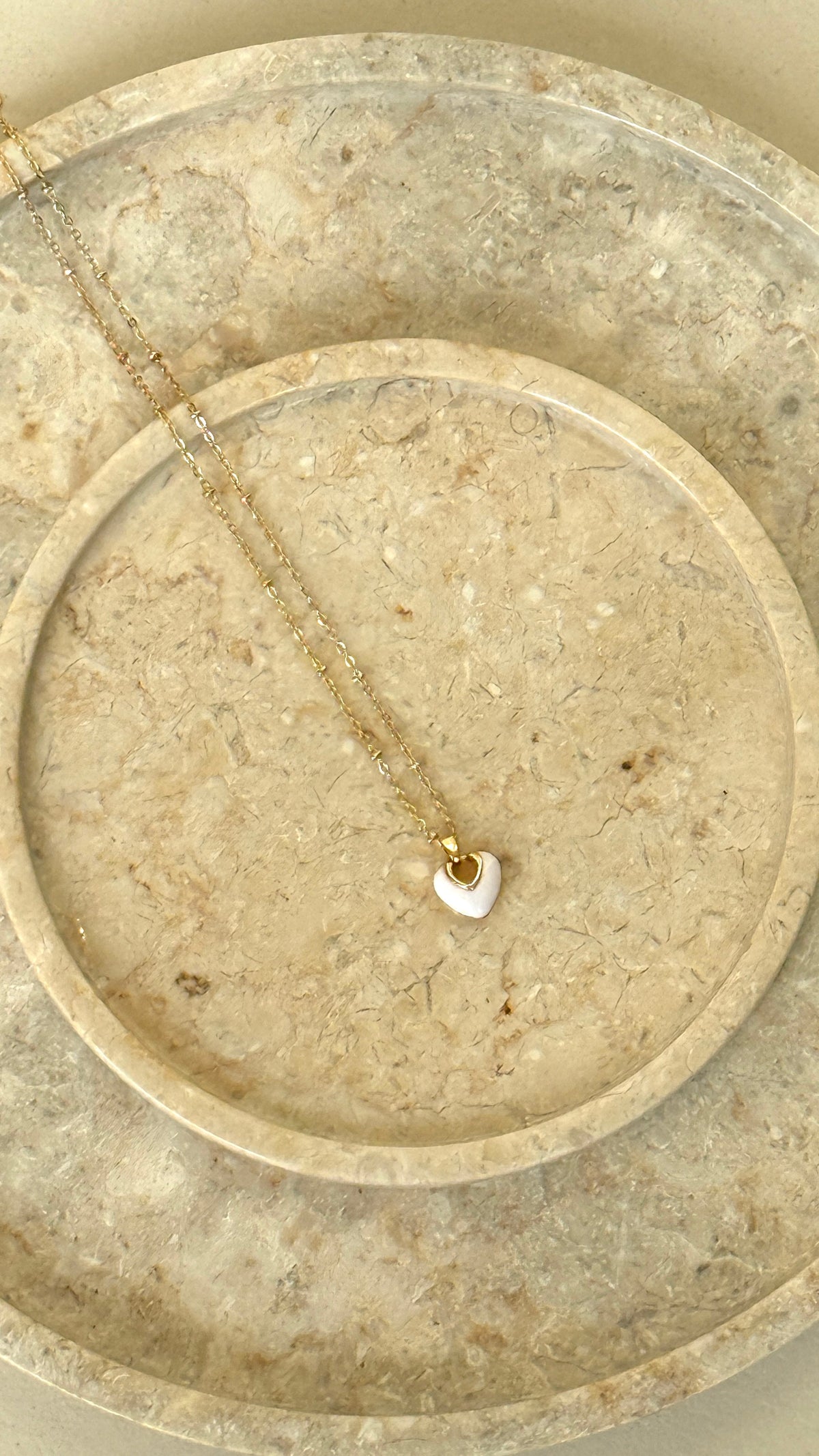 Jules Heart 18K Gold Plated Necklace - White