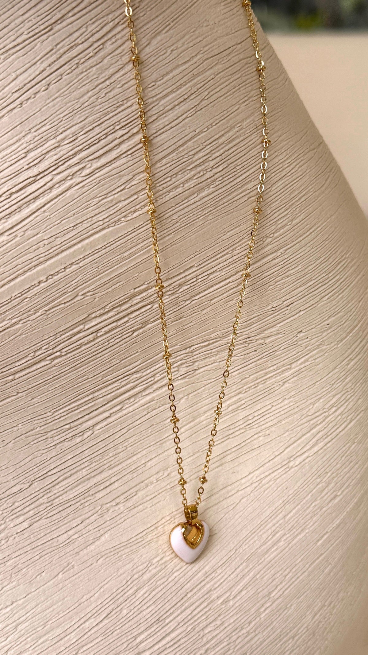 Jules Heart 18K Gold Plated Necklace - White