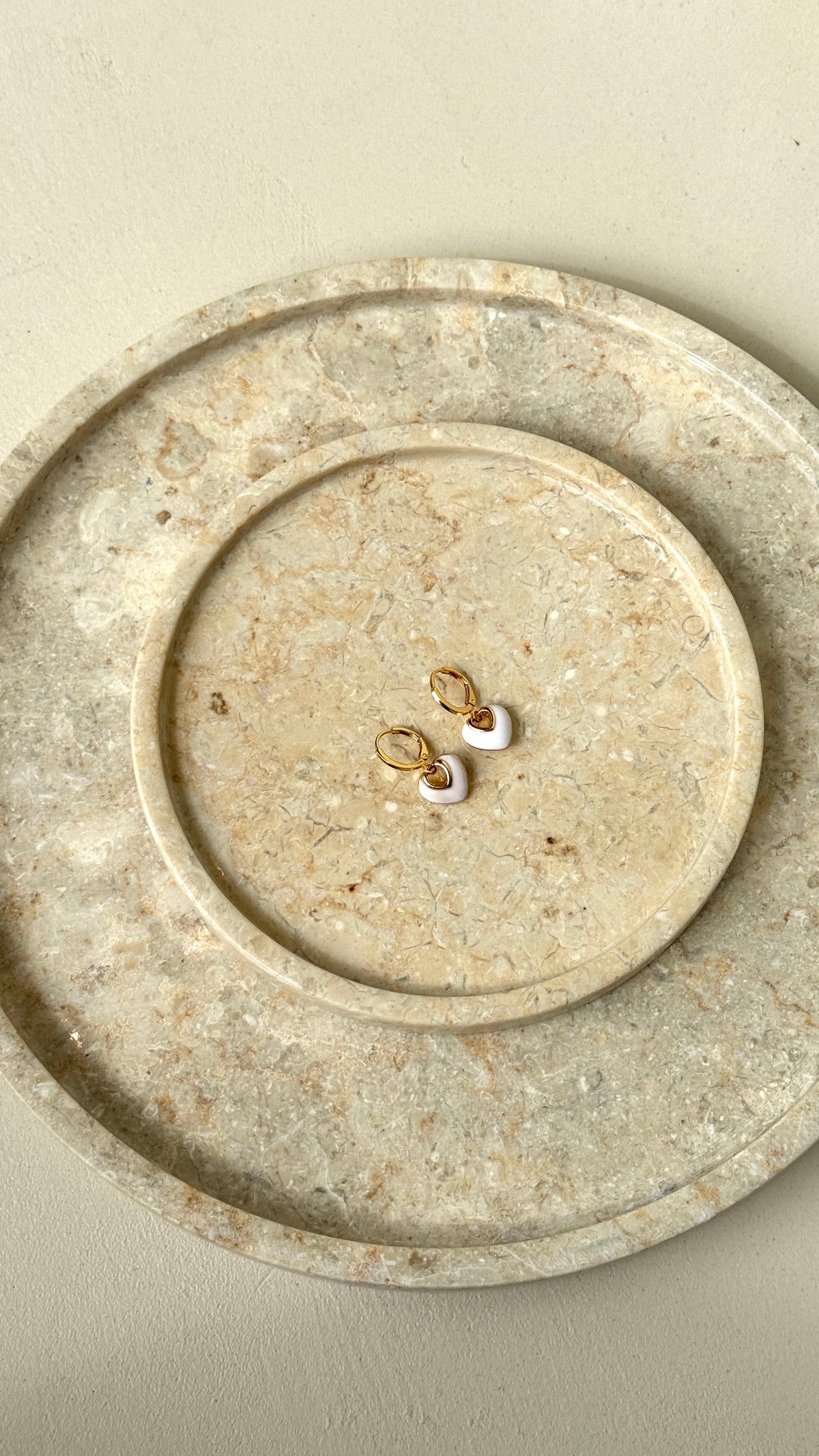 Jules Heart 18K Gold Plated Earrings - White