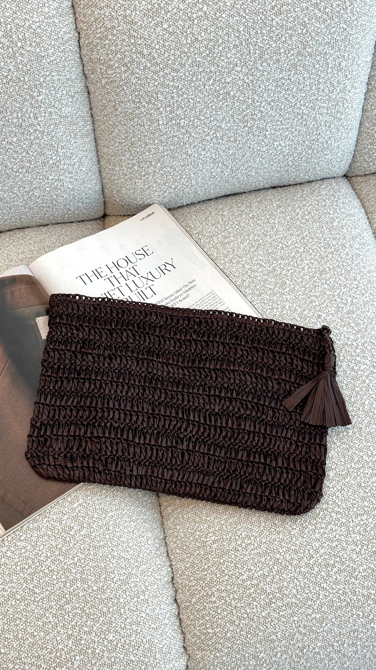 Paper Weave Large Pouch - Chocolate