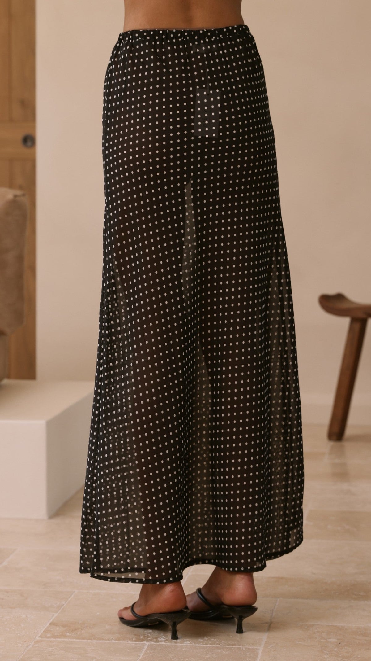 Onella Sheer Maxi Skirt - Black/White Spot