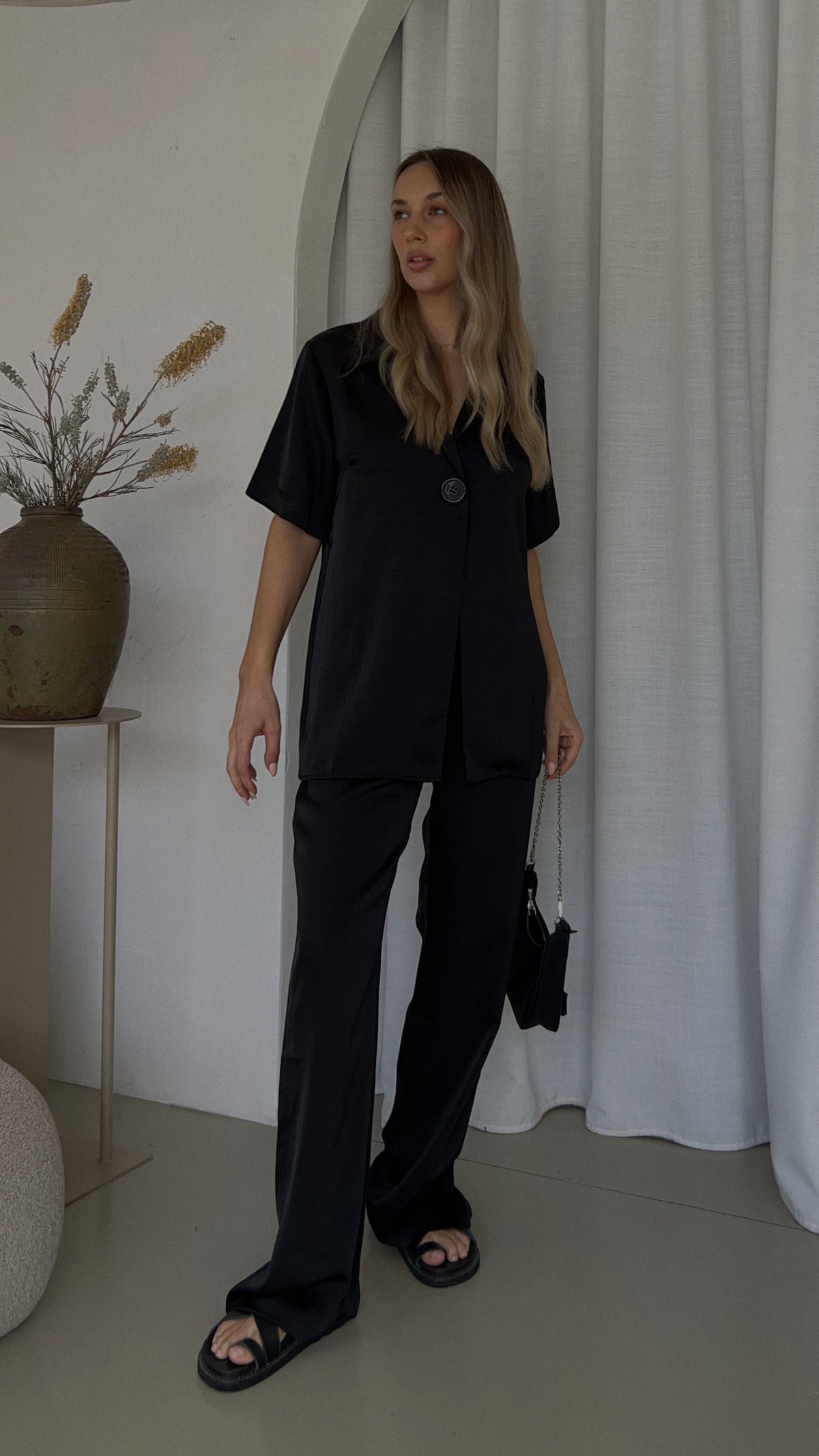 Imogen Button Pants - Black
